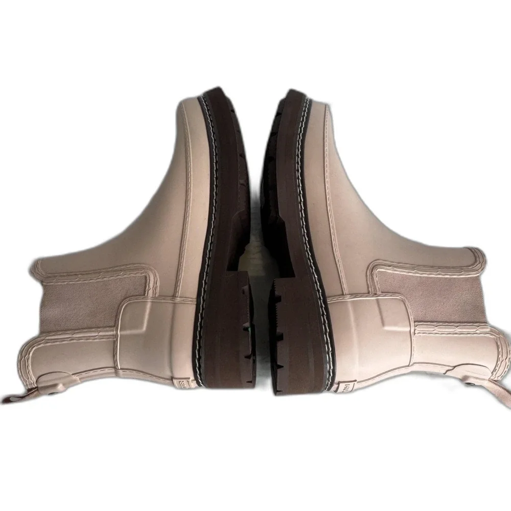 Hunter Blush Chelsea Rain Boots with Dark Brown Sole